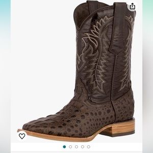 Mens Brown Western Cowboy Boots Leather Square Toe Crocodile Print